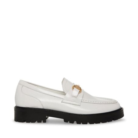 White Steve Madden Mistor Leather Women's Loafers | PH 4230FQV